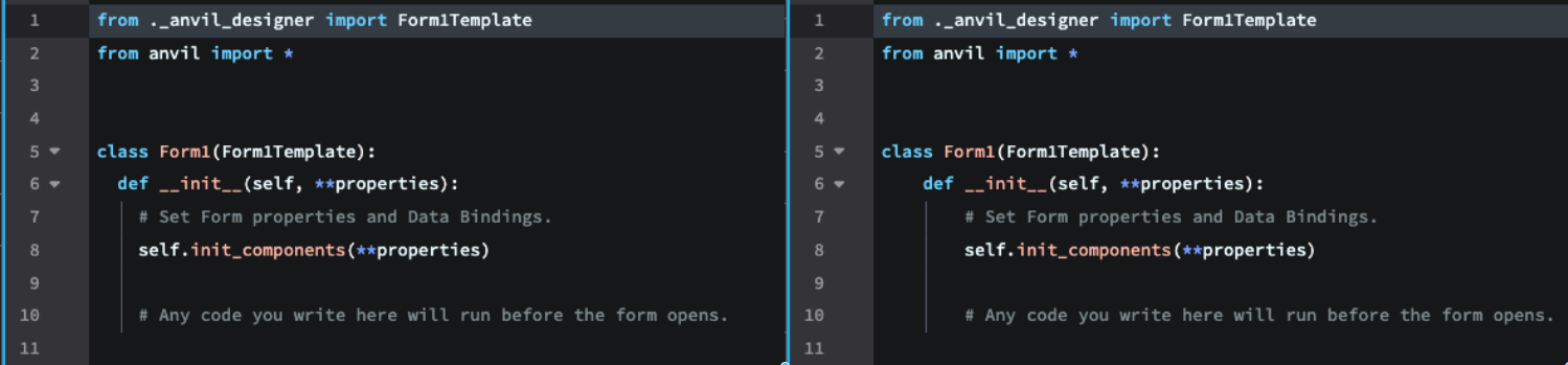 Tab size of 2 spaces on the left, and 4 spaces on the right.