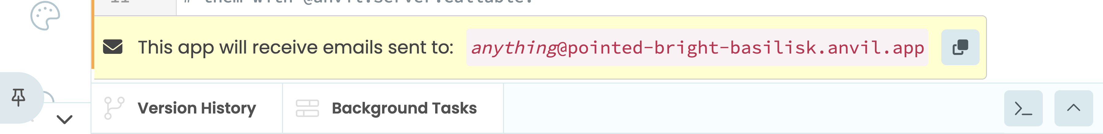 Notice showing the email address your app can receive messages on
