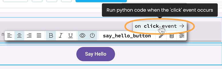 Add a click event from the Object Palette
