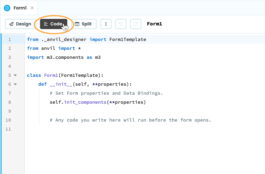 The Form class that defines our page