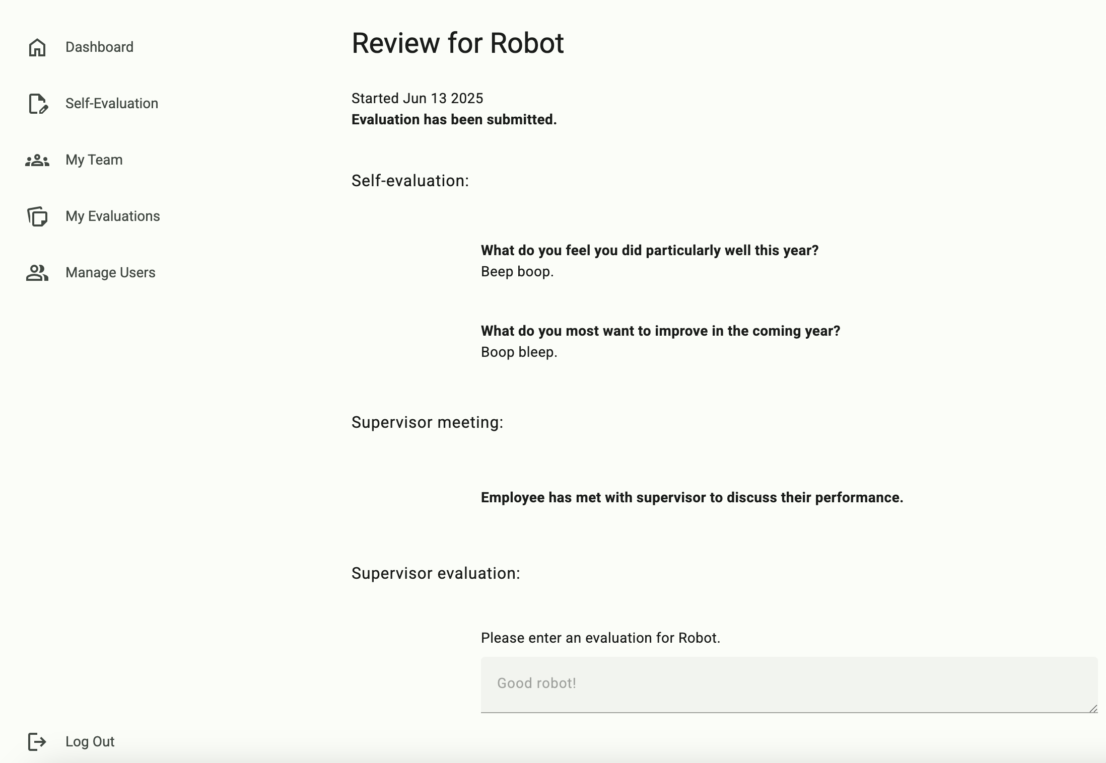 The review data is stored centrally in the app.