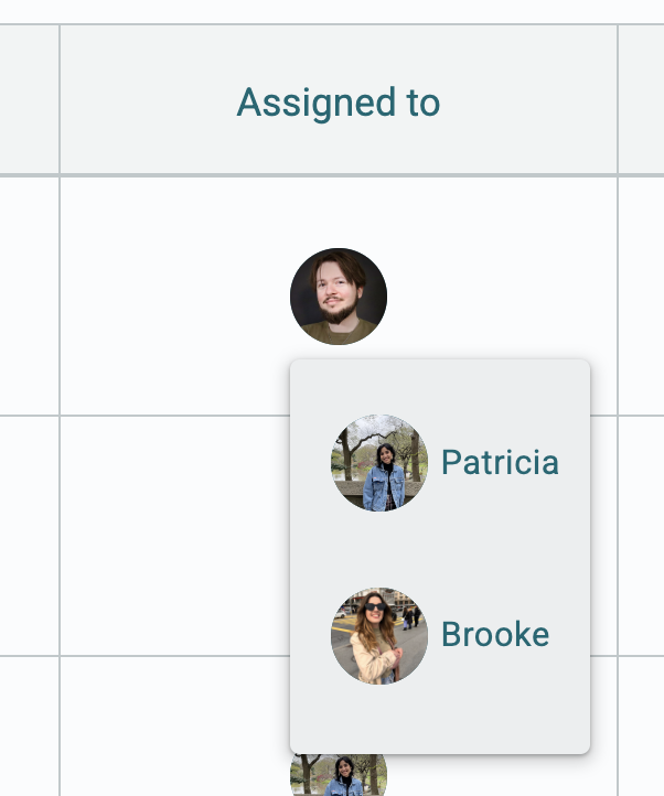 Screeshot of the users component