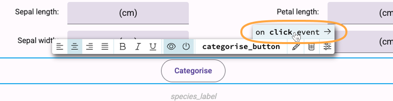 Click event being added to the Categorise button